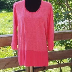 Fresh Produce 100% cotton lg pink high-low tunic
